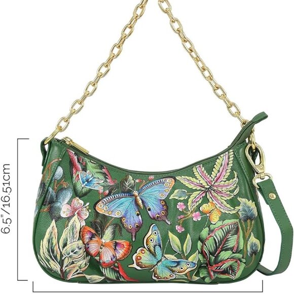 Anuschka Women’s Original Hand-Painted Genuine Leather Satchel with Crossbody - Picture 3 of 7